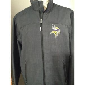 NFL Minnesota Vikings Softshell Jacket Mens XL Gray Full Zip Fleece Lined Coat